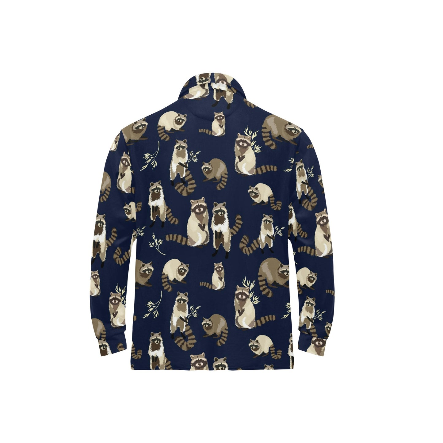 Raccoon Pattern Print Design A06 Long Sleeve Polo Shirt For Men's