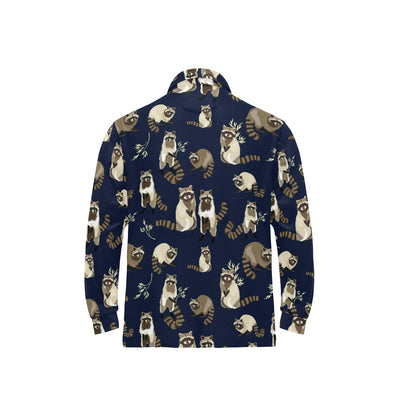 Raccoon Pattern Print Design A06 Long Sleeve Polo Shirt For Men's