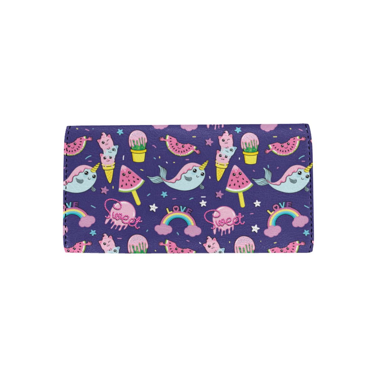 Narwhal Cute Pattern Print Design 02 Women's Trifold Wallet