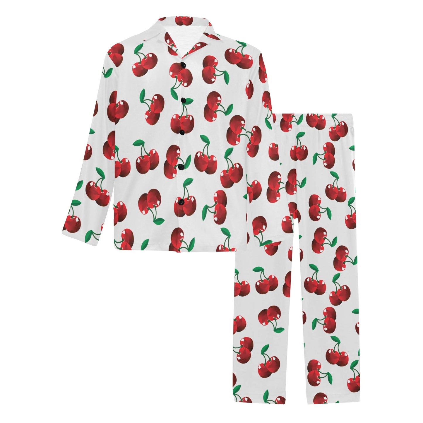 Cherry Pattern Print Design 01 Men's Long Pajama Set