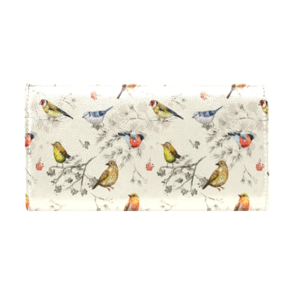 Bird Watercolor Design Pattern Women's Trifold Wallet