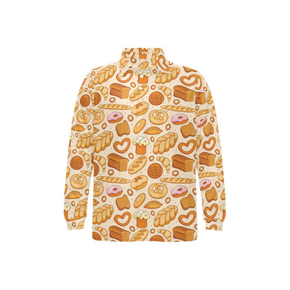Bread Pattern Print Design 01 Long Sleeve Polo Shirt For Men's