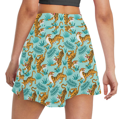 Tiger Print Design LKS304 17" Golf & Pickleball Skort with Pockets