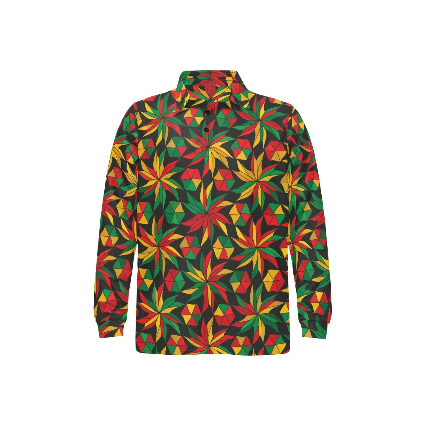 Rastafarian Pattern Print Design A03 Long Sleeve Polo Shirt For Men's
