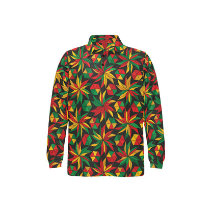 Rastafarian Pattern Print Design A03 Long Sleeve Polo Shirt For Men's