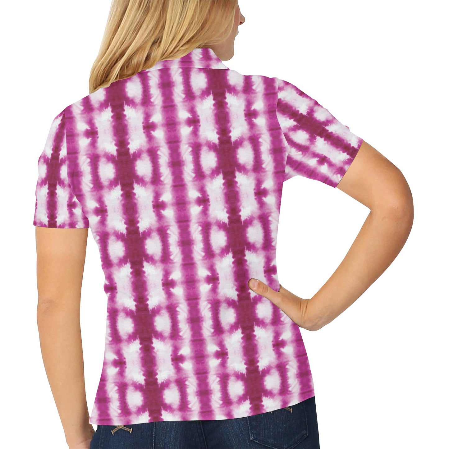 Tie Dye Dark Pink Print Design LKS303 Women's Polo Shirt