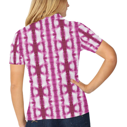Tie Dye Dark Pink Print Design LKS303 Women's Polo Shirt