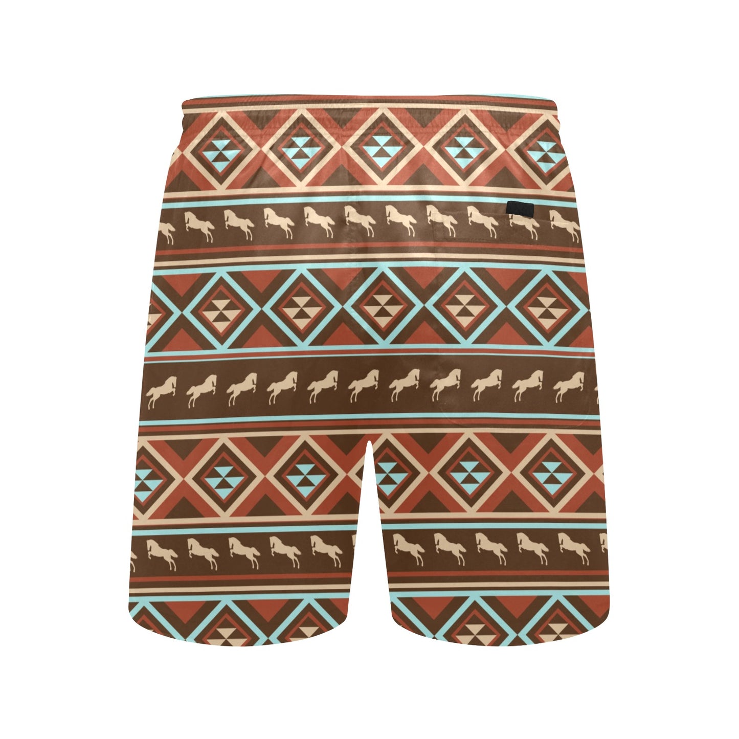 Western Horse Pattern Print LKS301 Men's Swim Trunks Beach Shorts