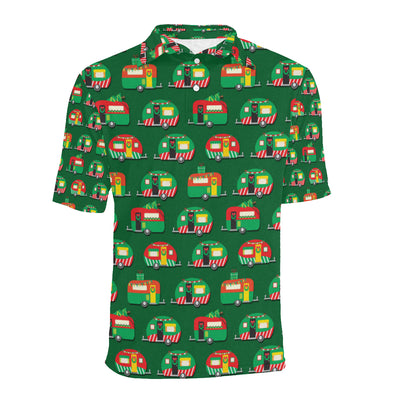 Camper Camping Christmas Themed Print Men Polo Shirt