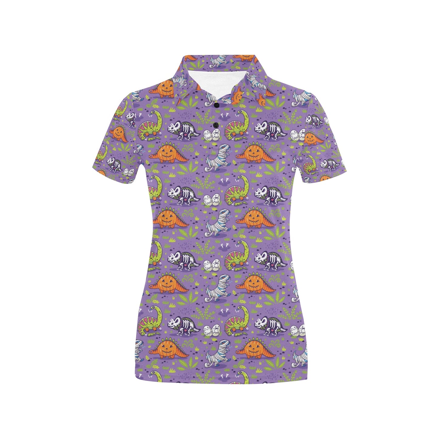 Zombie Dinosaur Print Design LKS302 Women's Polo Shirt