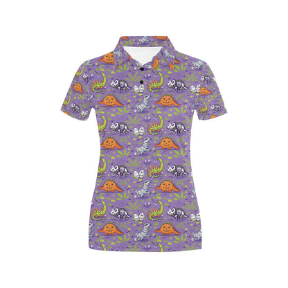 Zombie Dinosaur Print Design LKS302 Women's Polo Shirt