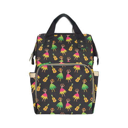 Hula Dancers Hawaiian Girl Pattern Print Design 03 Diaper Bag Backpack