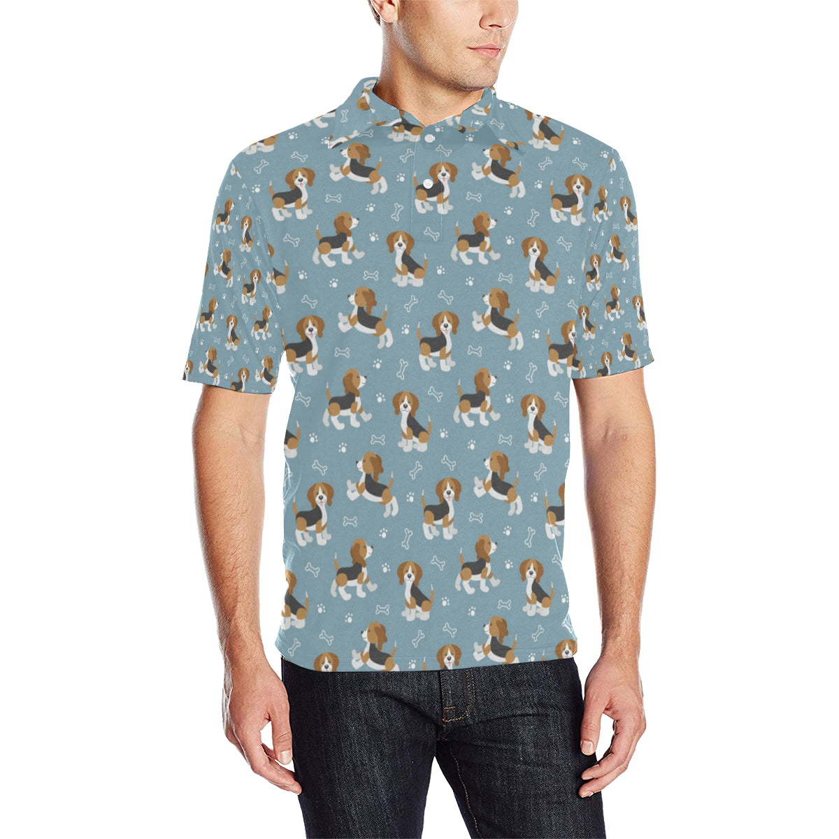 Beagle Pattern Print Design 02 Men Polo Shirt