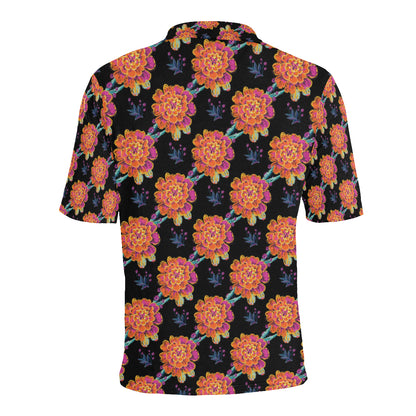 Marigold Pattern Print Design MR04 Men Polo Shirt