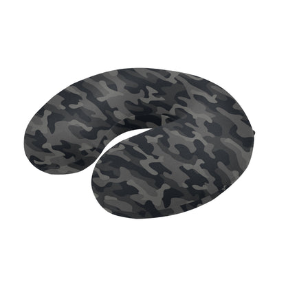 Camo Black Pattern Print Design 02 U-Shaped Travel Neck Pillow