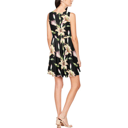 Lily Pattern Print Design LY05 Sleeveless Dress