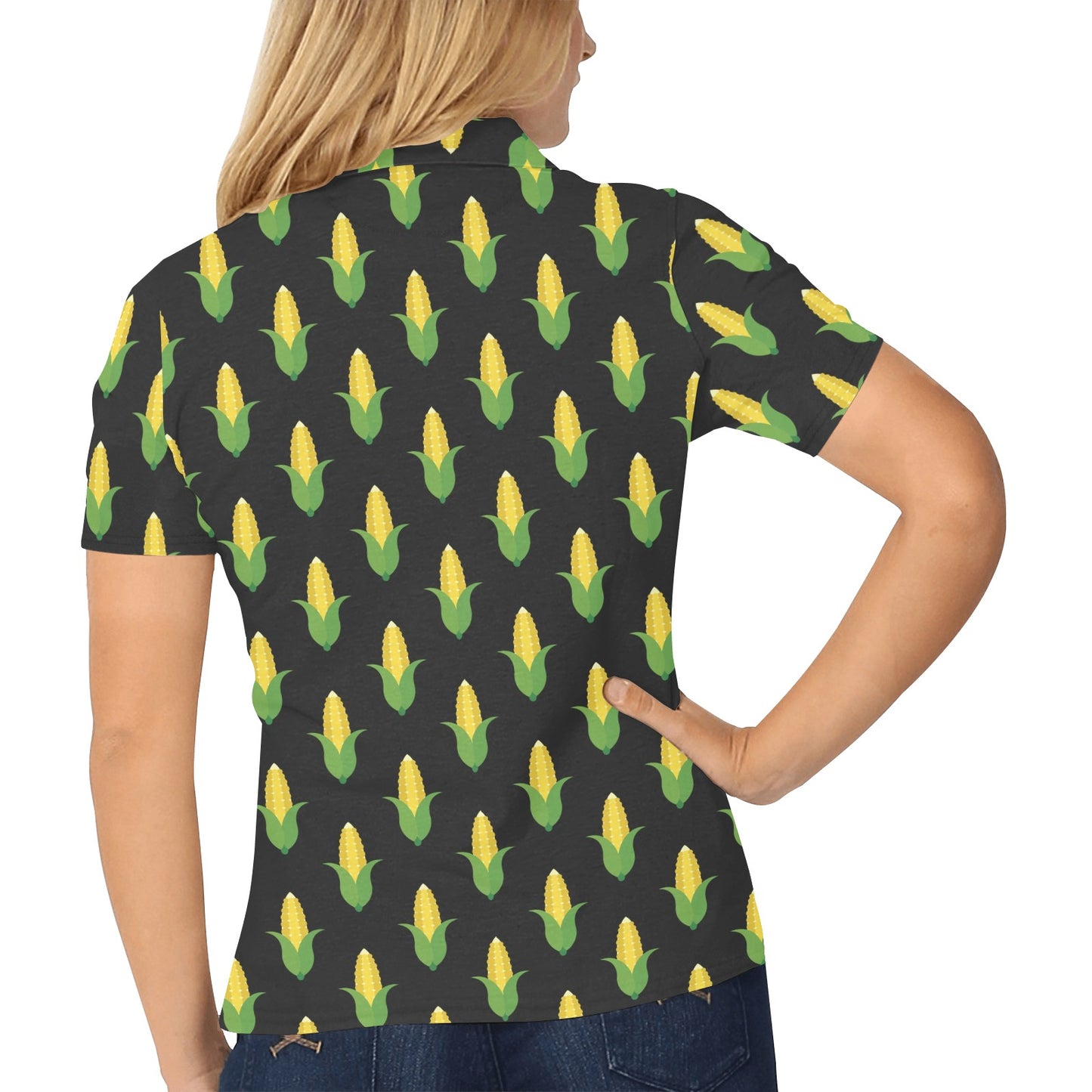 Corn Pattern Print Design 05 Women's Polo Shirt