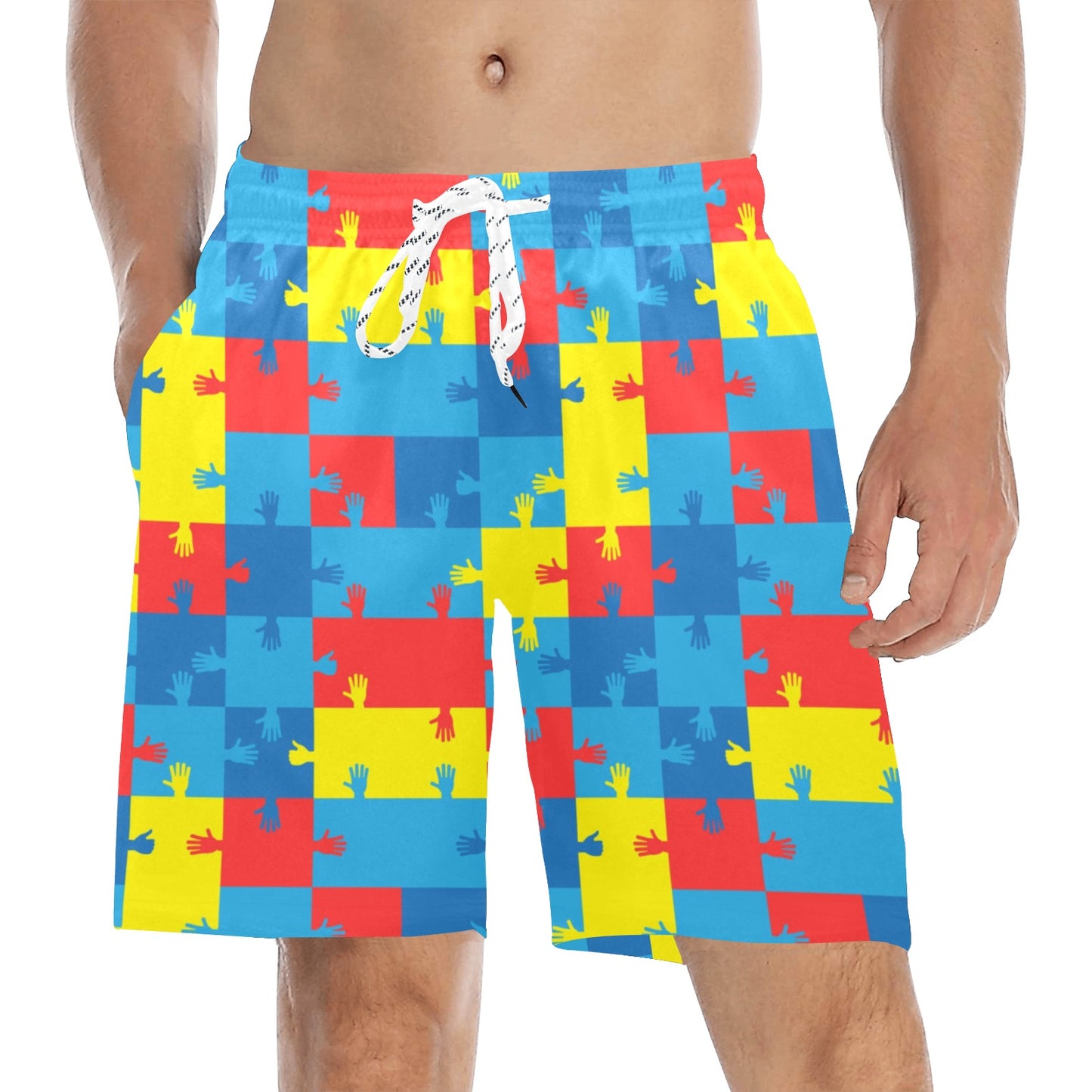 Autism Awareness Design Themed Print Men's Swim Trunks Beach Shorts