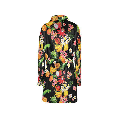 Tropical Fruits Pattern Print Design TF02 Women's Fleece Robe