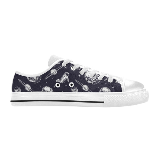 Space Astronaut Print Design LKS302 Women's White Low Top Shoes