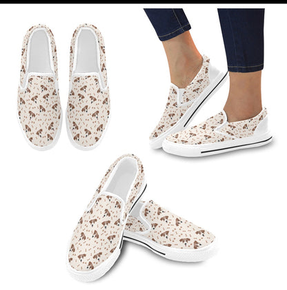 Russell Terriers Paw Print Design LKS303 White Slip Ons Canvas Women's Shoes