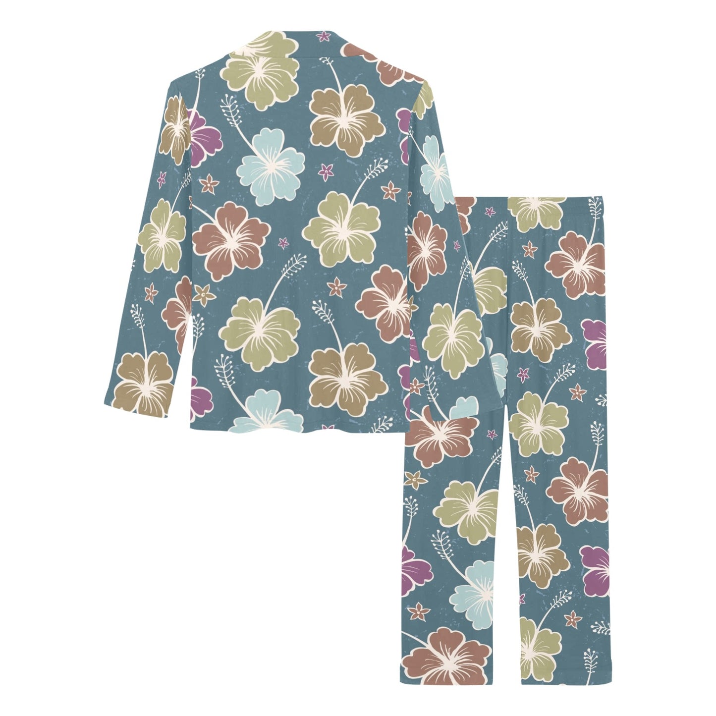 Hibiscus Pattern Print Design HB033 Women's Long Pajama Set
