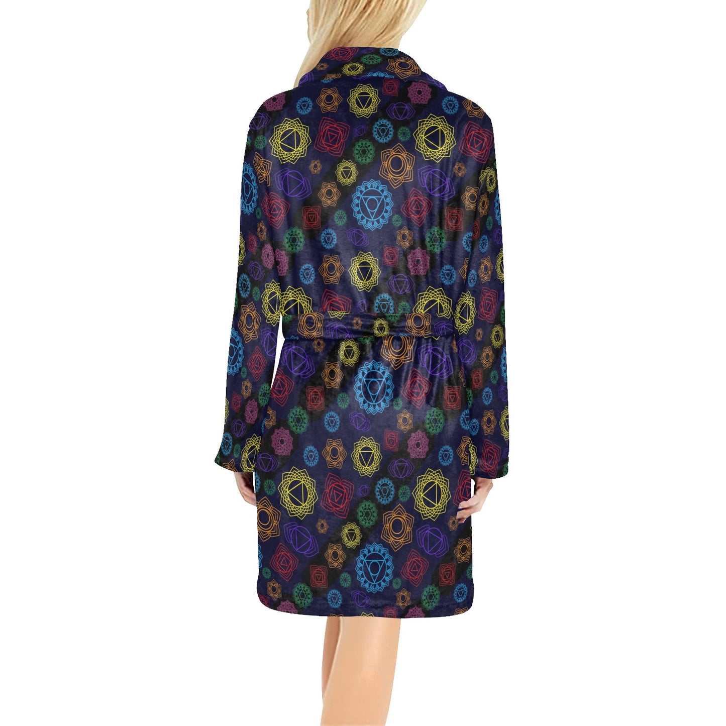 Chakra Colorful Print Pattern Women's Fleece Robe