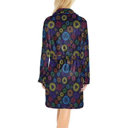 Chakra Colorful Print Pattern Women's Fleece Robe