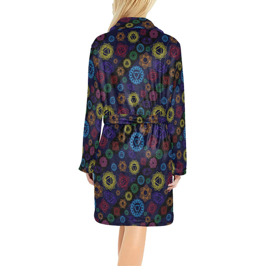 Chakra Colorful Print Pattern Women's Fleece Robe