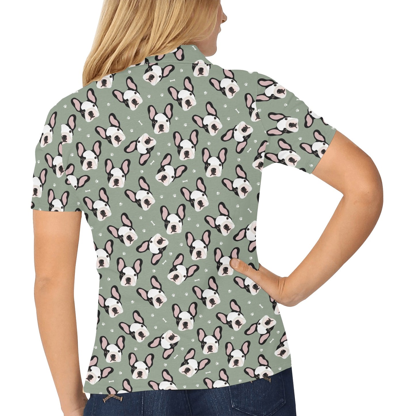 Boston Terrier Pattern Print Design 05 Women's Polo Shirt