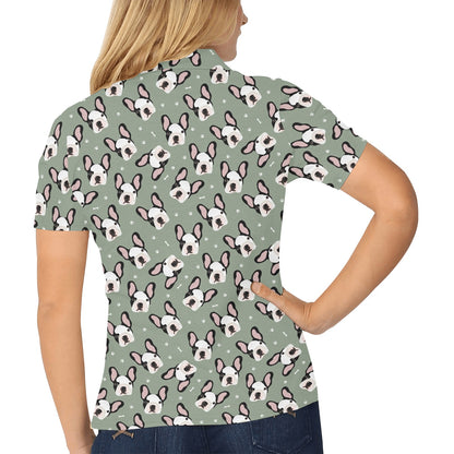 Boston Terrier Pattern Print Design 05 Women's Polo Shirt