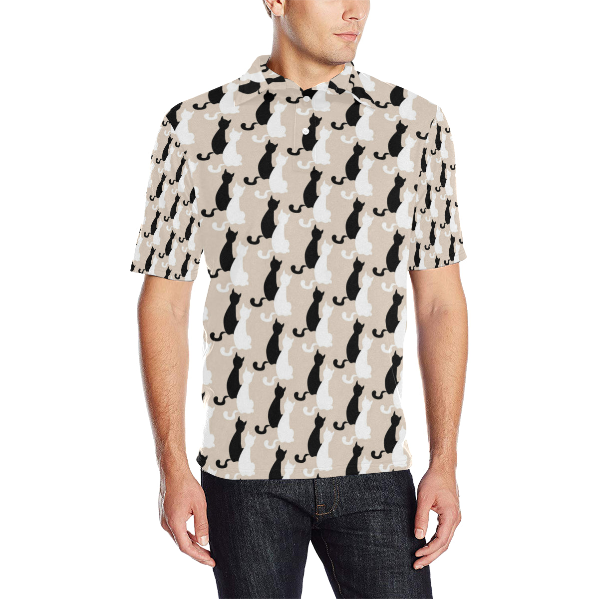 Cat Pattern Print Design 04 Men Polo Shirt