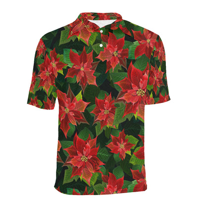 Poinsettia Pattern Print Design POT04 Men Polo Shirt