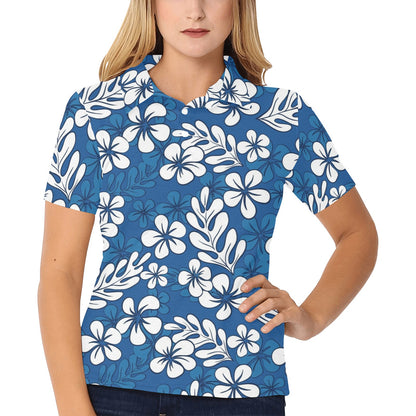 Plumeria Pattern Print Design PM015 Women's Polo Shirt