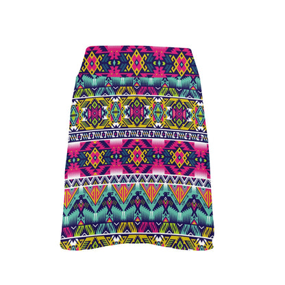 Indian Navajo Color Themed Design Print 17" Golf & Pickleball Skort with Pockets