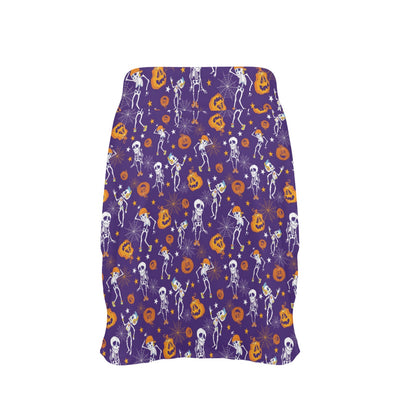 Skeleton Halloween Dance Print Design LKS304 17" Golf & Pickleball Skort with Pockets
