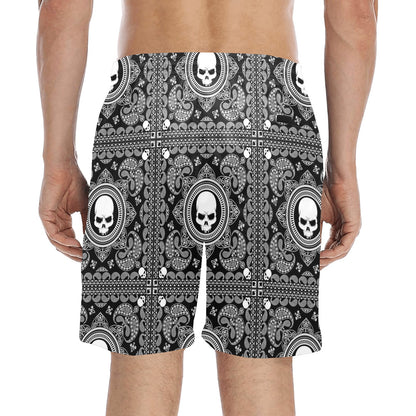 Bandana Skull Print Design LKS303 Men's Swim Trunks Beach Shorts