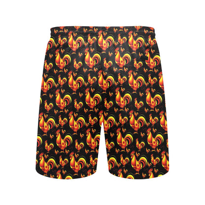 Rooster Print Themed Men's Swim Trunks Beach Shorts