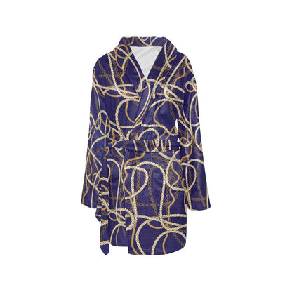 Rope Pattern Print Design A01 Women's Fleece Robe