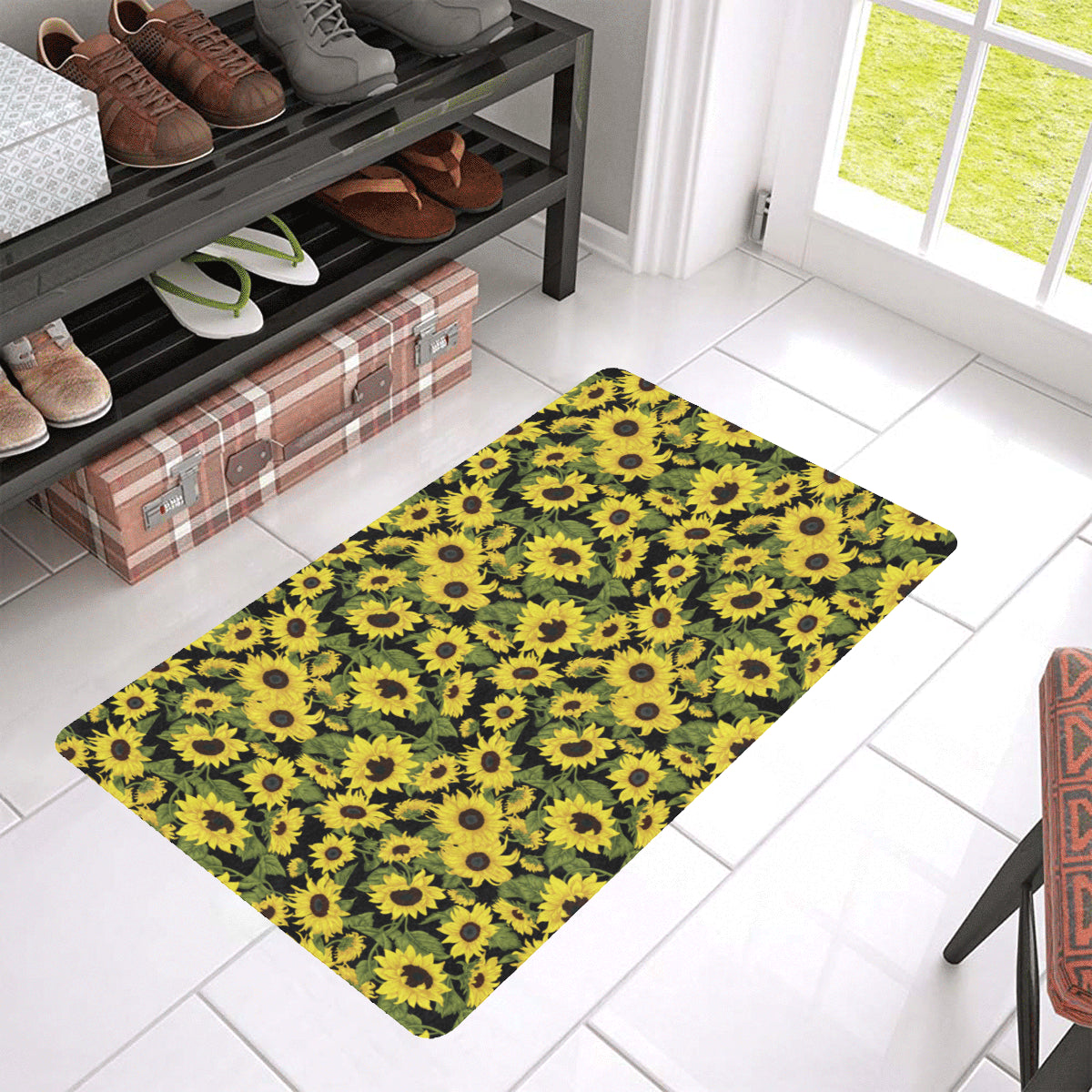 Sunflower Fresh Bright Color Print Rubber Doormat