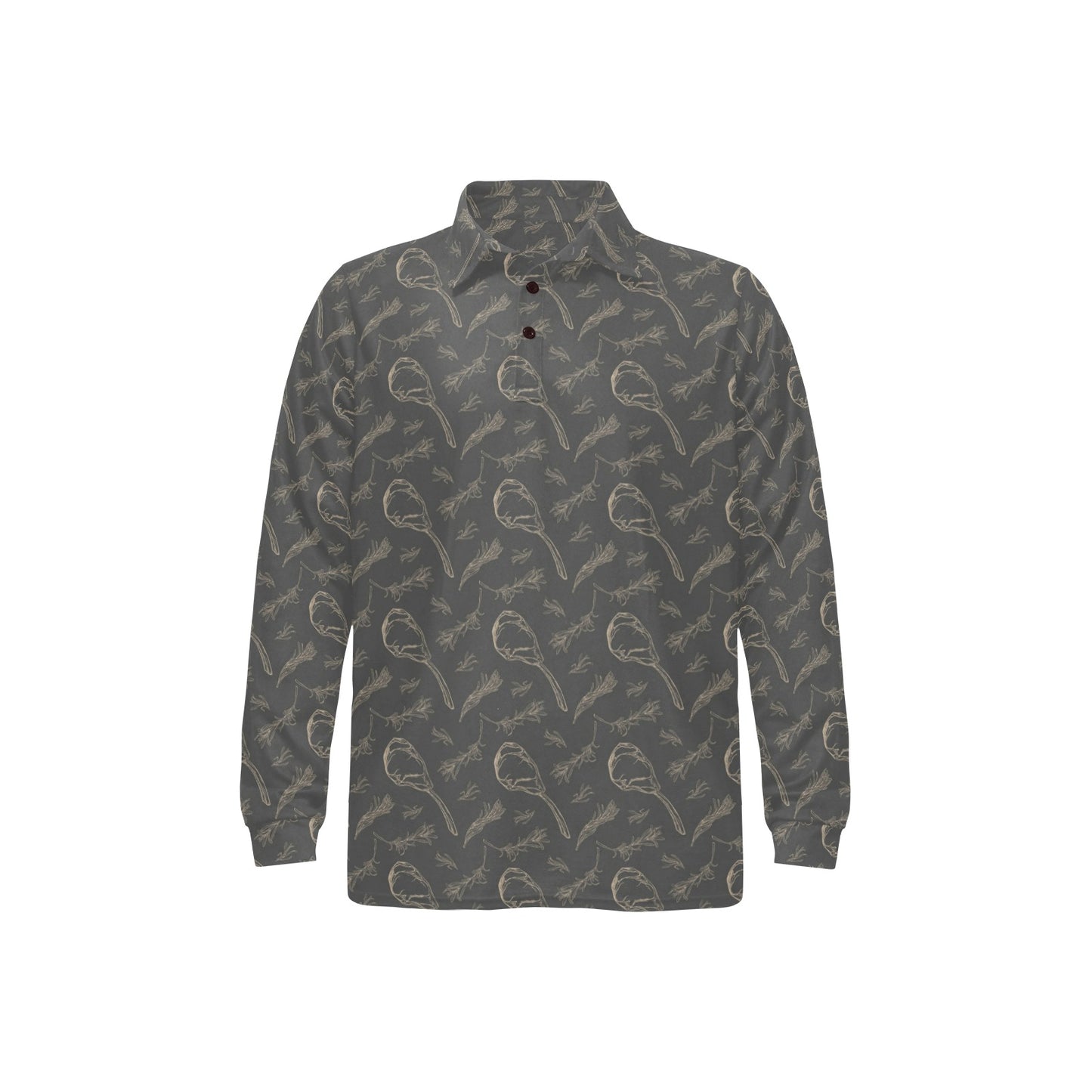 Steak Print Design LKS302 Long Sleeve Polo Shirt For Men's