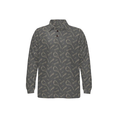 Steak Print Design LKS302 Long Sleeve Polo Shirt For Men's