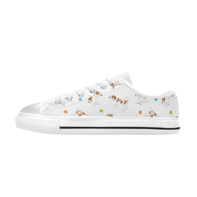 Russell Terriers With Balls Print Design LKS307 Women's White Low Top Shoes