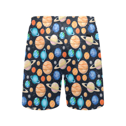 Planet Colorful Print Design LKS301 Men's Swim Trunks Beach Shorts