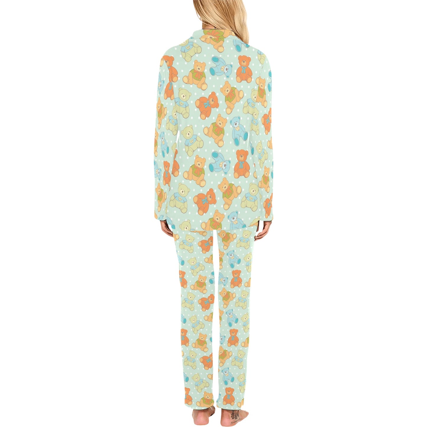 Bear Pattern Print Design 02 Women's Long Pajama Set