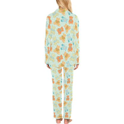 Bear Pattern Print Design 02 Women's Long Pajama Set