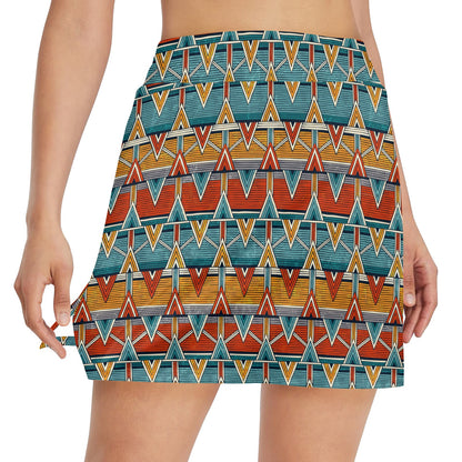 Kente Print African Design Themed 17" Golf & Pickleball Skort with Pockets