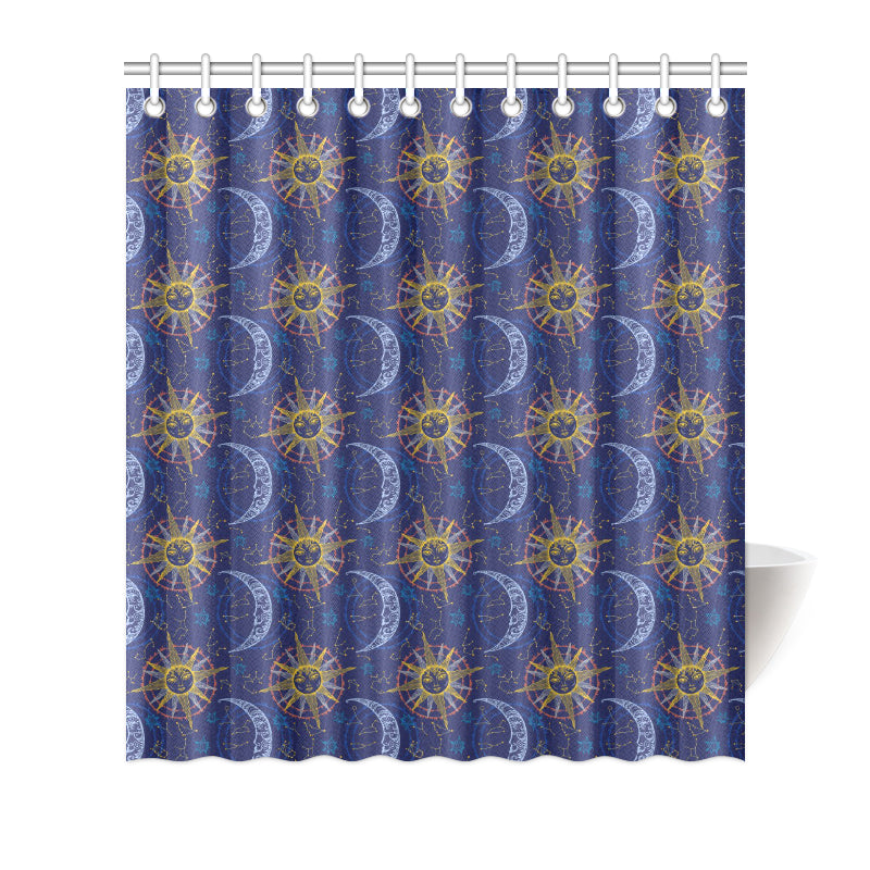 Celestial Moon Sun Pattern Print Design 01 Shower Curtain