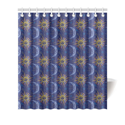 Celestial Moon Sun Pattern Print Design 01 Shower Curtain