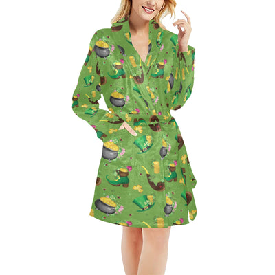 Shamrock Saint Patrick's Day Print Design LKS306 Women's Fleece Robe